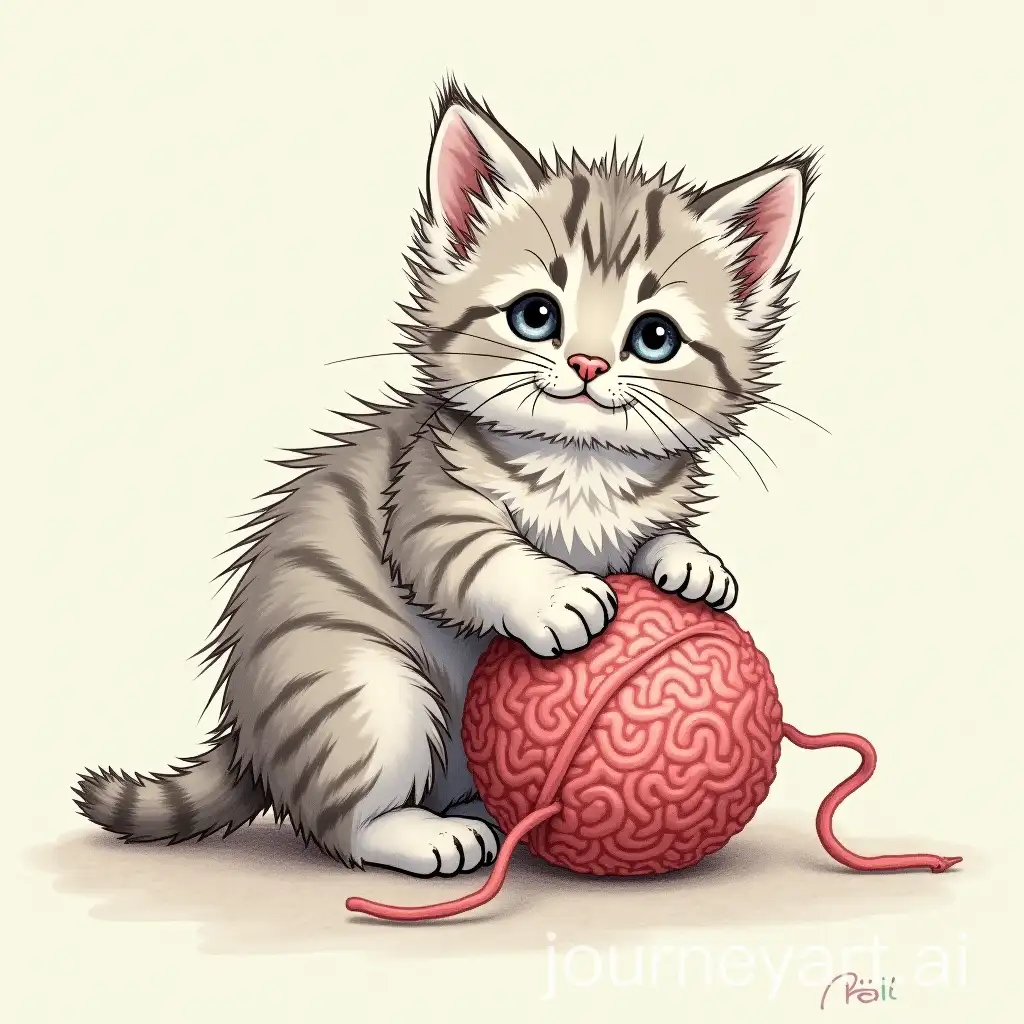 Adorable-Kitten-Playing-with-a-Colorful-Wool-Ball