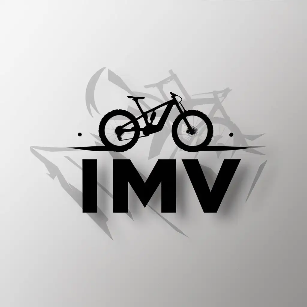 a logo design,with the text "IMV", main symbol:Mountain bike,Moderate,clear background