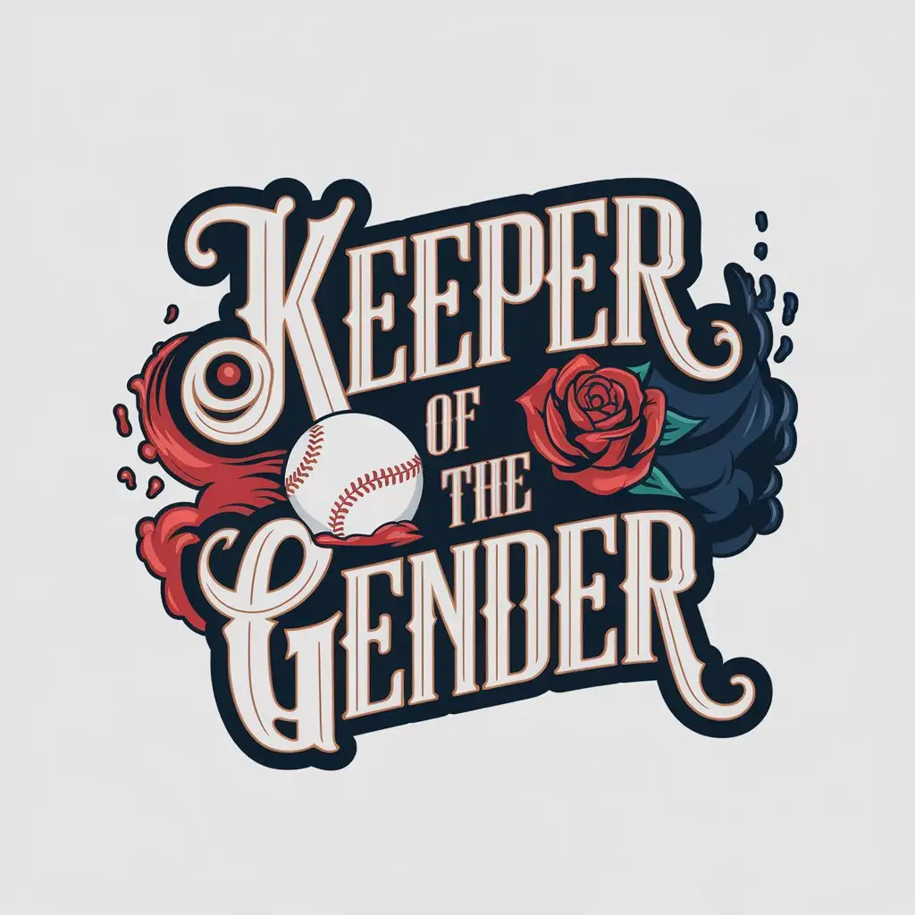 LOGO Design for Keeper of the Gender Baseball Rose Red Navy Blue Smoke with Fancy Font Theme