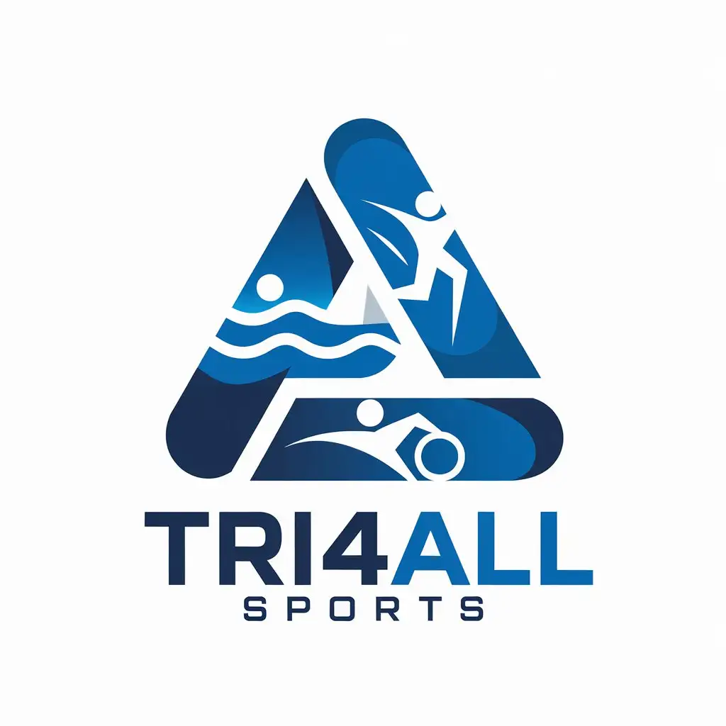 LOGO-Design-for-Tri4All-Sports-Modern-Blue-Triangle-with-Athlete-Silhouettes