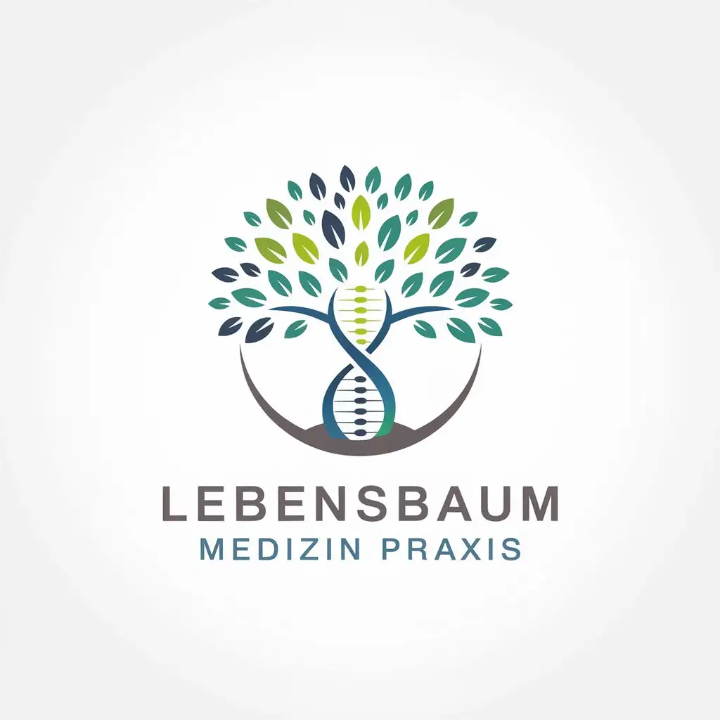 LOGO Design for Lebensbaum Medizin Praxis Stylized Tree with DNA Helix in Earthy Colors