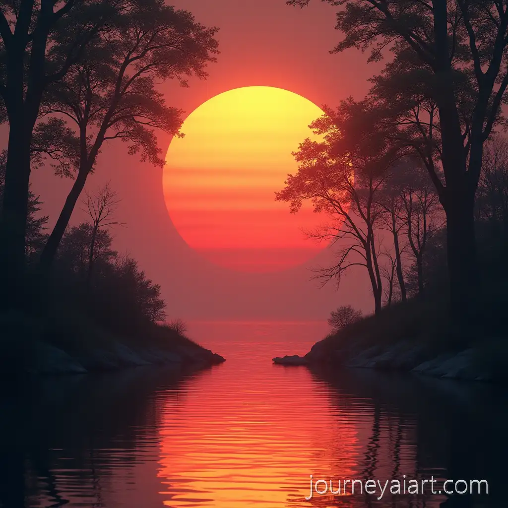80s-Retro-SciFi-Aesthetic-with-Sun-Reflections-on-a-Lake80s-atmosphere-lake-reflection