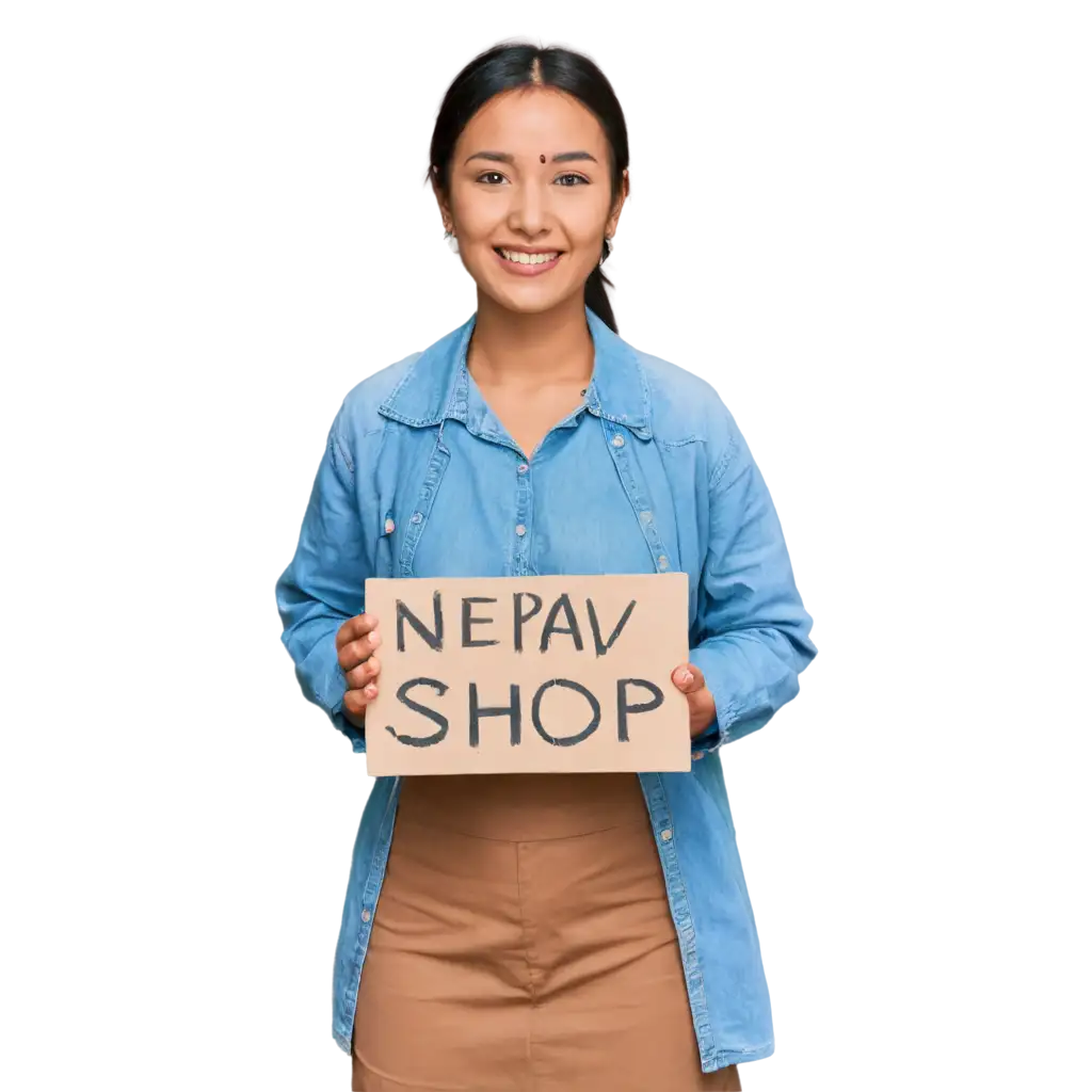 Customer-Holding-Placards-of-Nepalaya-Gift-Shop-HighQuality-PNG-for-Enhanced-Visual-Impact