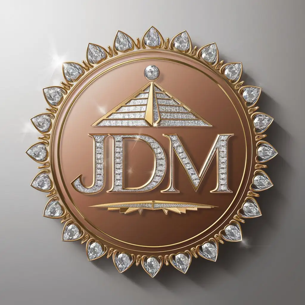 LOGO Design for JDM Luxurious Diamonds and Gold Theme with Egyptian Inspired Elements