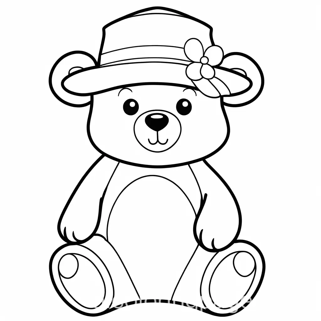 Friendly-Cartoon-Bear-with-Hat-Coloring-Page