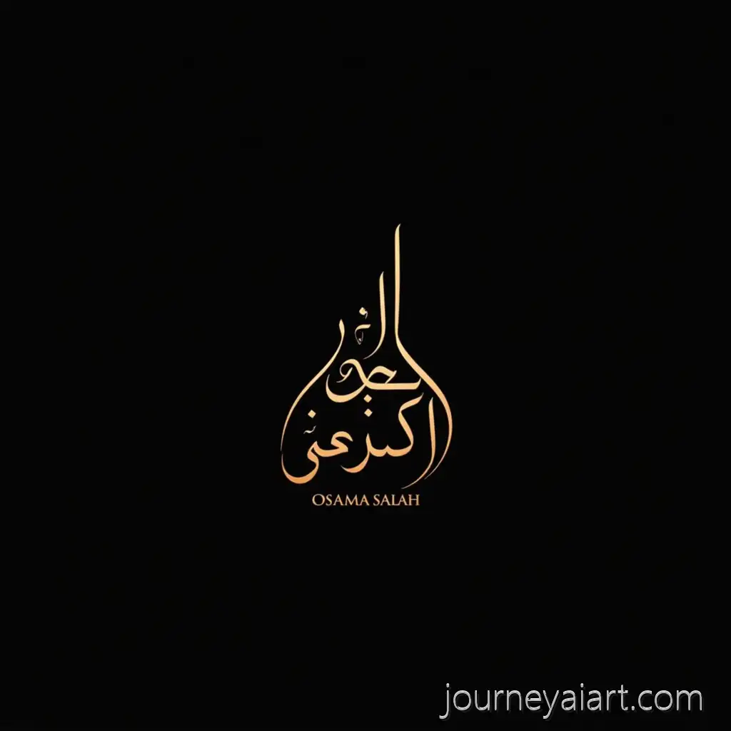 Elegant-Arabic-Calligraphy-Logo-of-Osama-Salah-Shaped-as-Oud-Instrument-in-Gold-on-Black