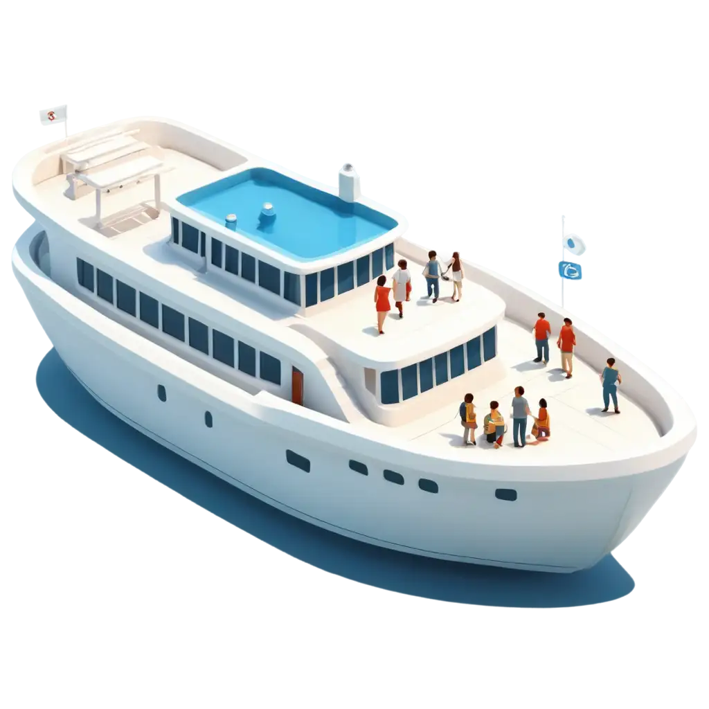 Isometric-3D-White-Modern-Building-Type-Boat-PNG-Icon-with-People