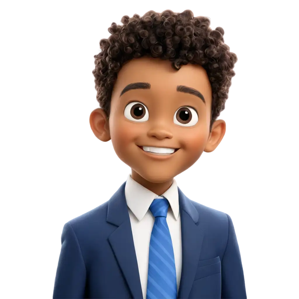 Delightful-PNG-Cartoon-of-a-Male-Elementary-Student-in-School-Uniform-with-Blue-Checkered-Neck-Tie