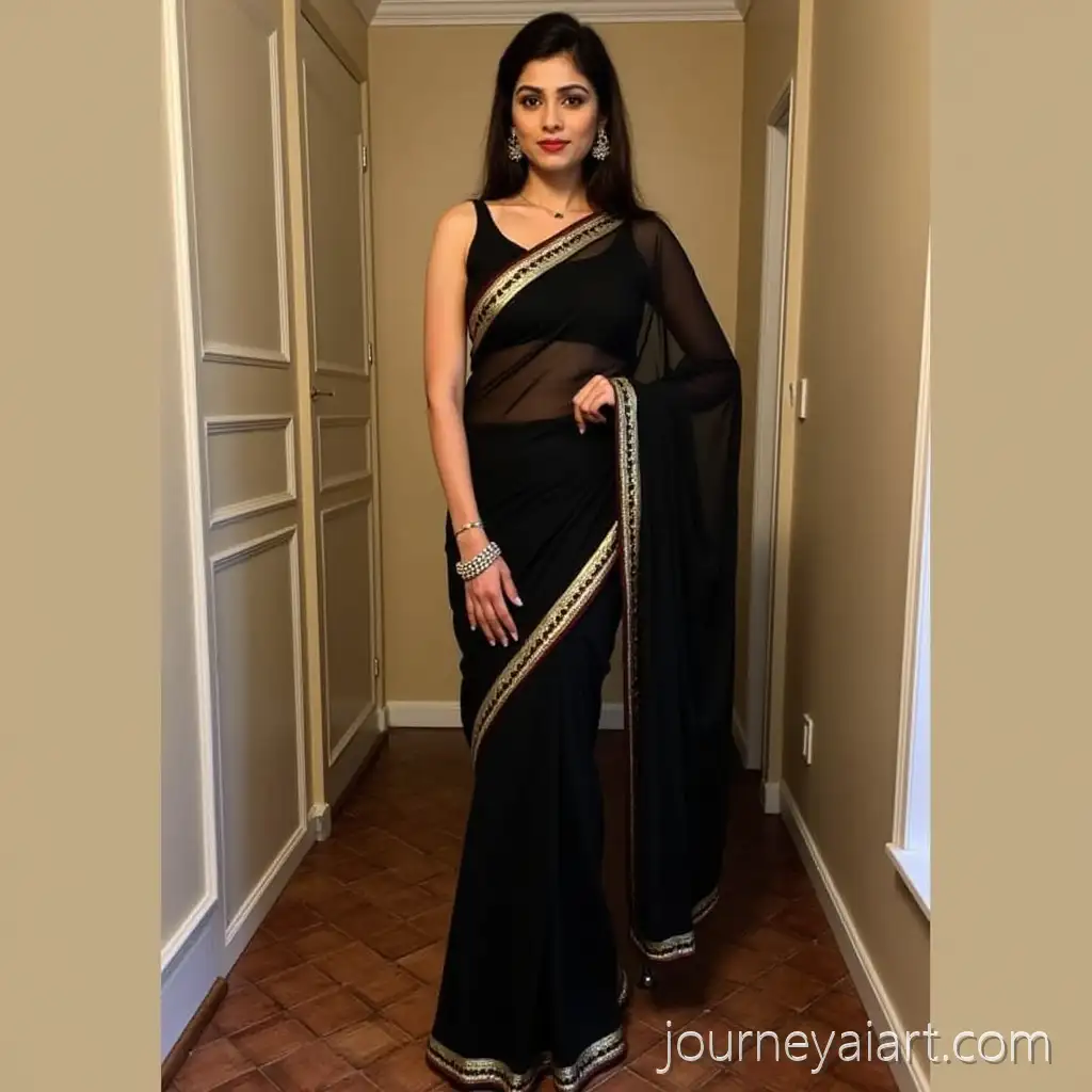 Indian-Actress-Keerthi-in-Elegant-Black-Saree-Posing-Gracefully