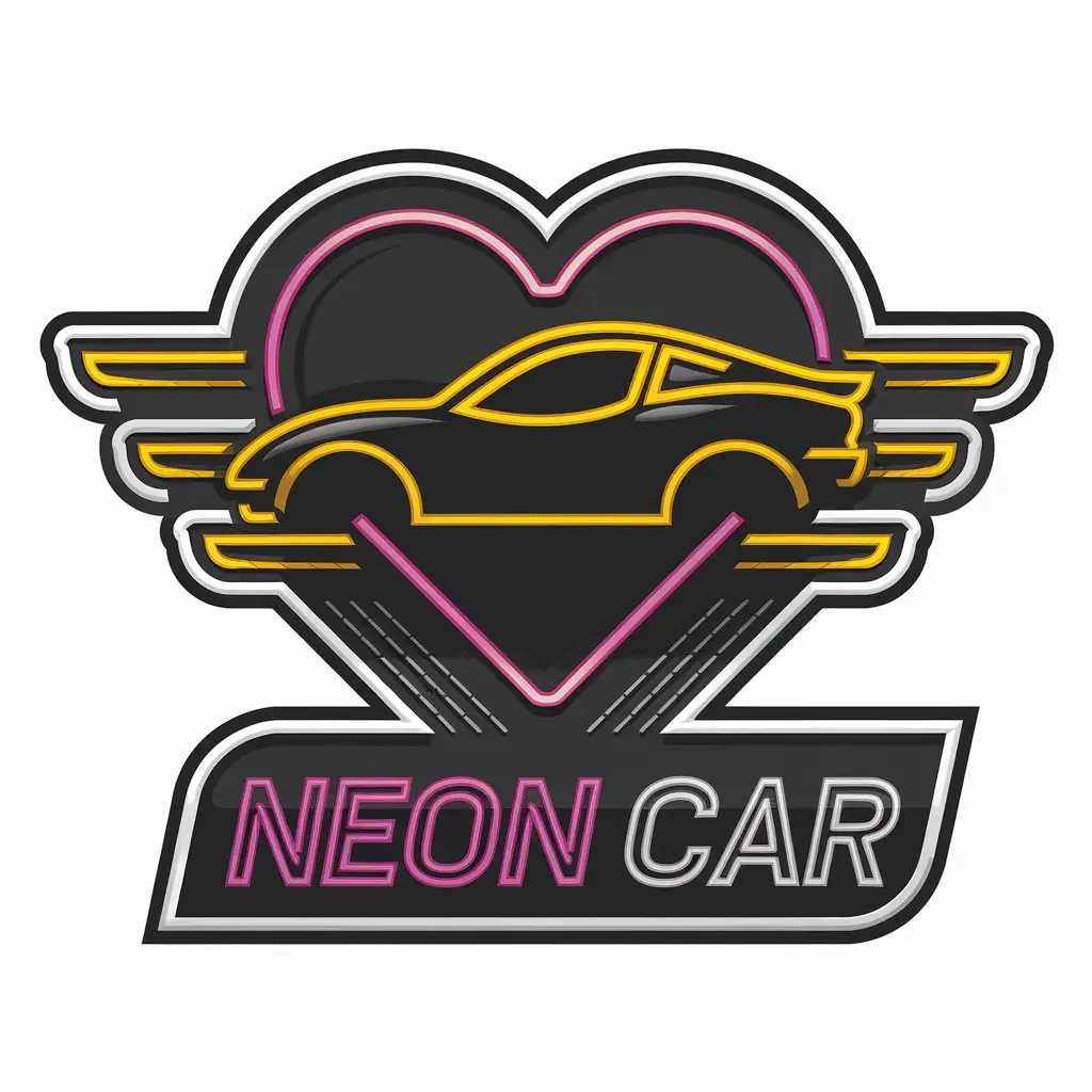 a vector logo design,with the text "Neon car", main symbol:Serdce,Moderate,be used in Automotive industry,clear background