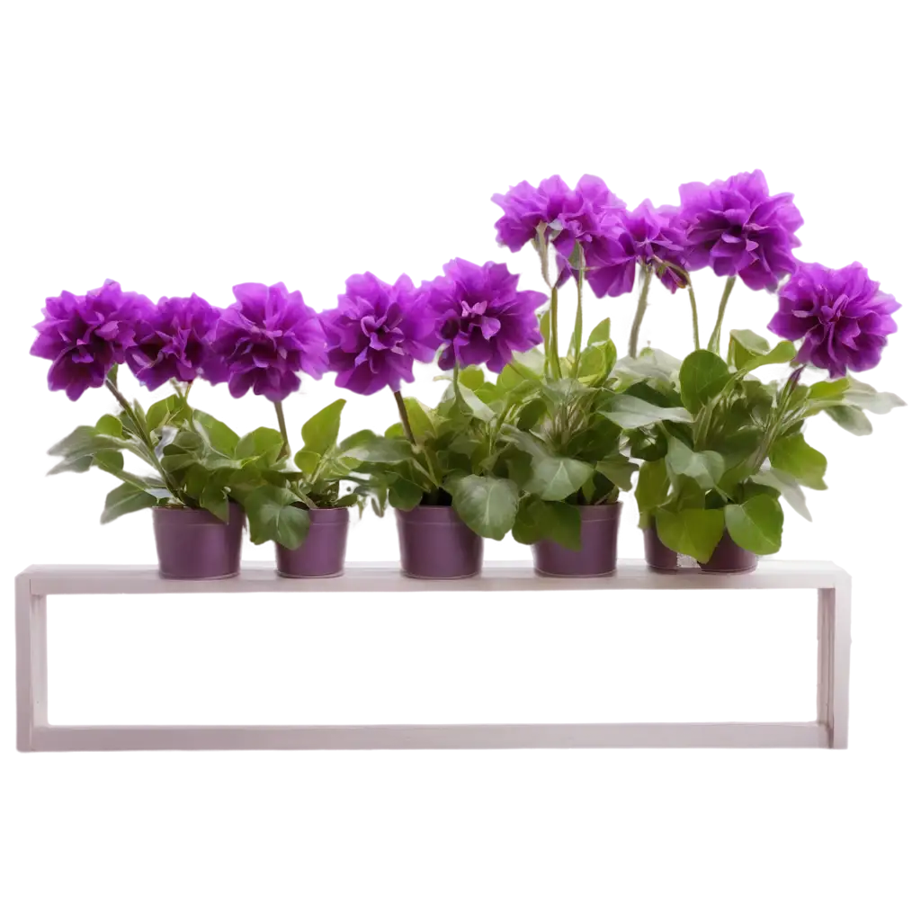 Vibrant-Violet-with-Purple-Velvety-Flowers-and-Fluffy-Green-Leaves-on-Windowsill-PNG-Image-for-Clarity-and-Detail