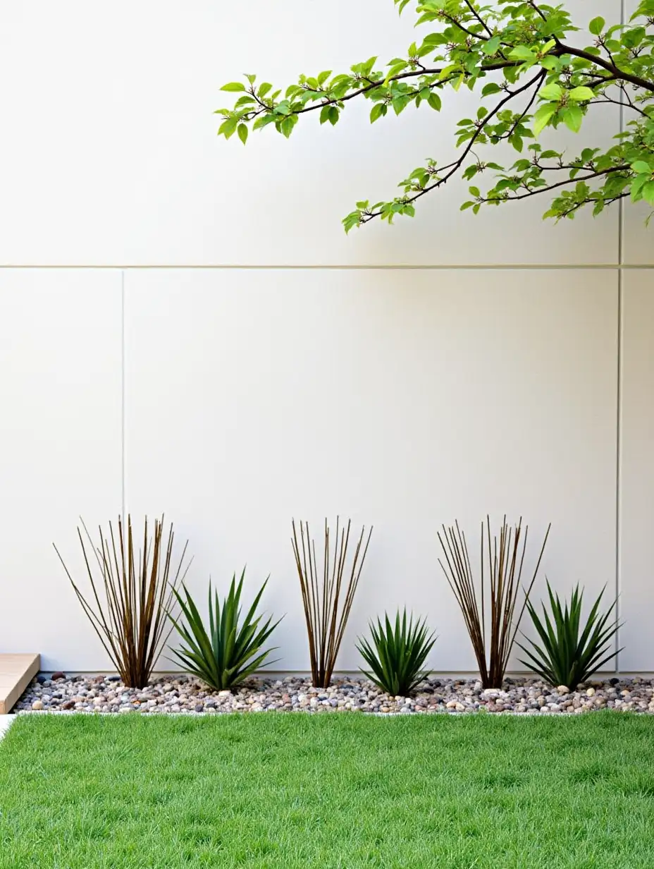 Tranquil-Garden-Scene-with-Concrete-Wall-and-Decorative-Plants