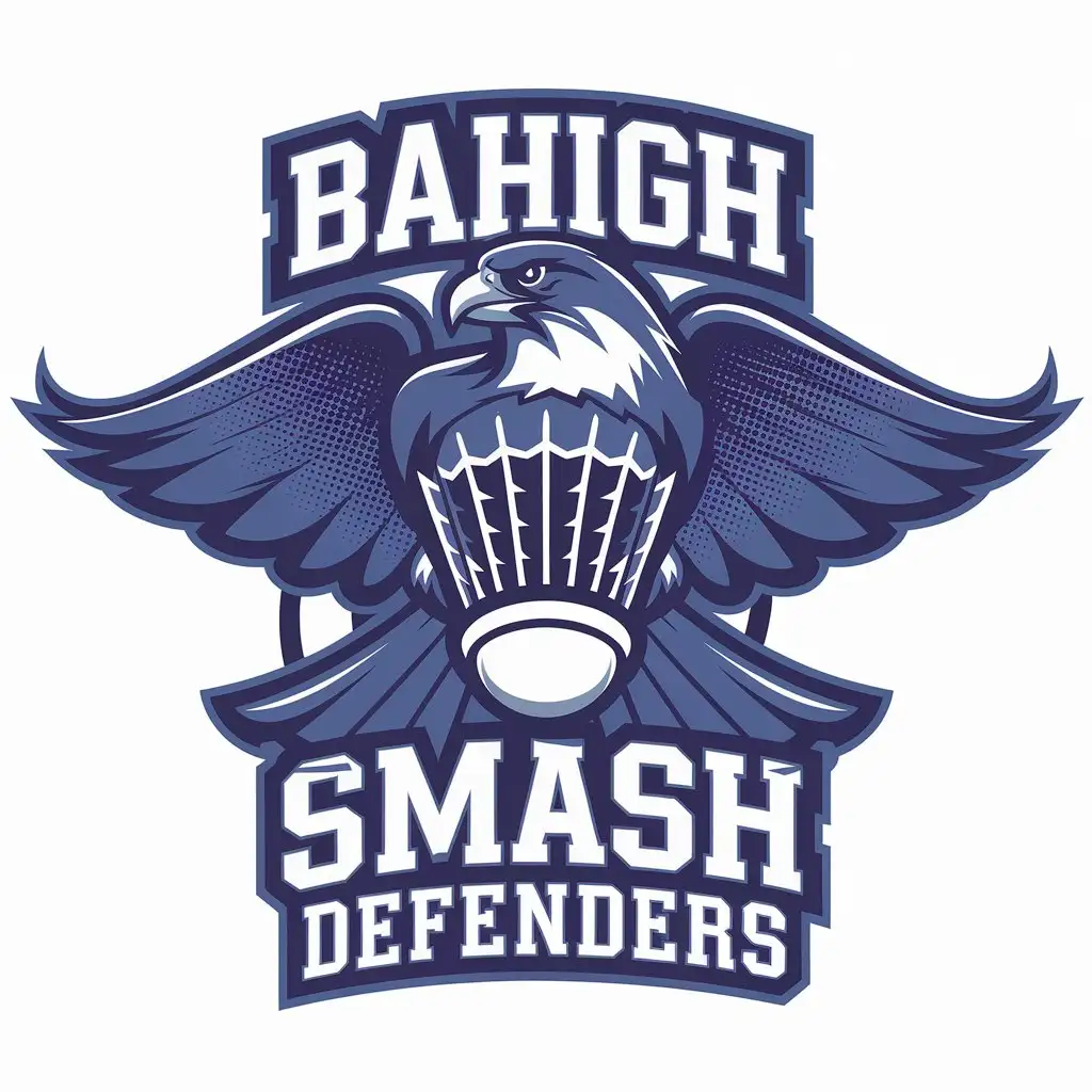 LOGO Design for BaHigh Smash Defenders Vector Logo Featuring Shuttlecock and Blue Peregrine Falcon