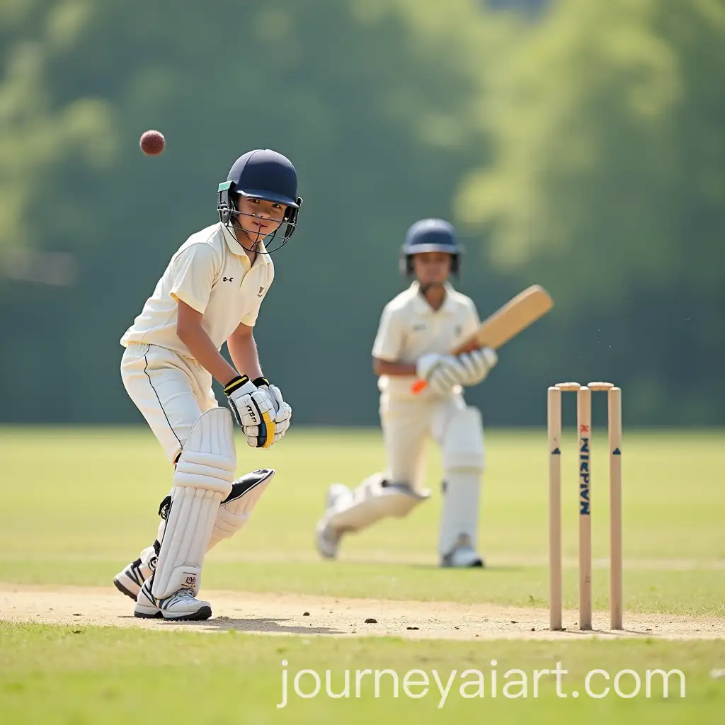 Boys-Enjoying-a-Game-of-Cricket-in-a-Sunny-Park