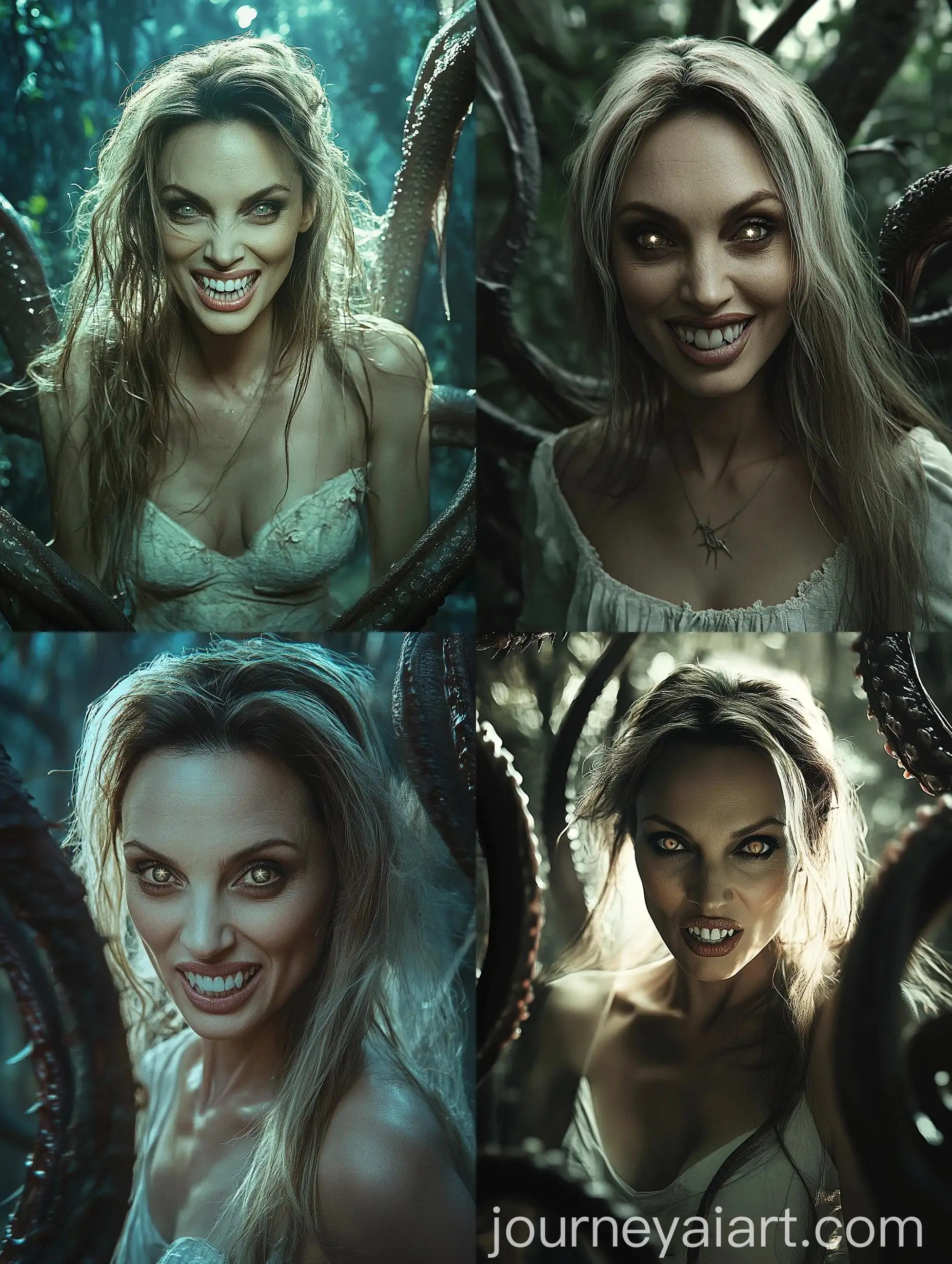 Cinematic-Angelina-Jolie-with-Platinum-Blonde-Hair-and-Tentacles-in-Night-Forest