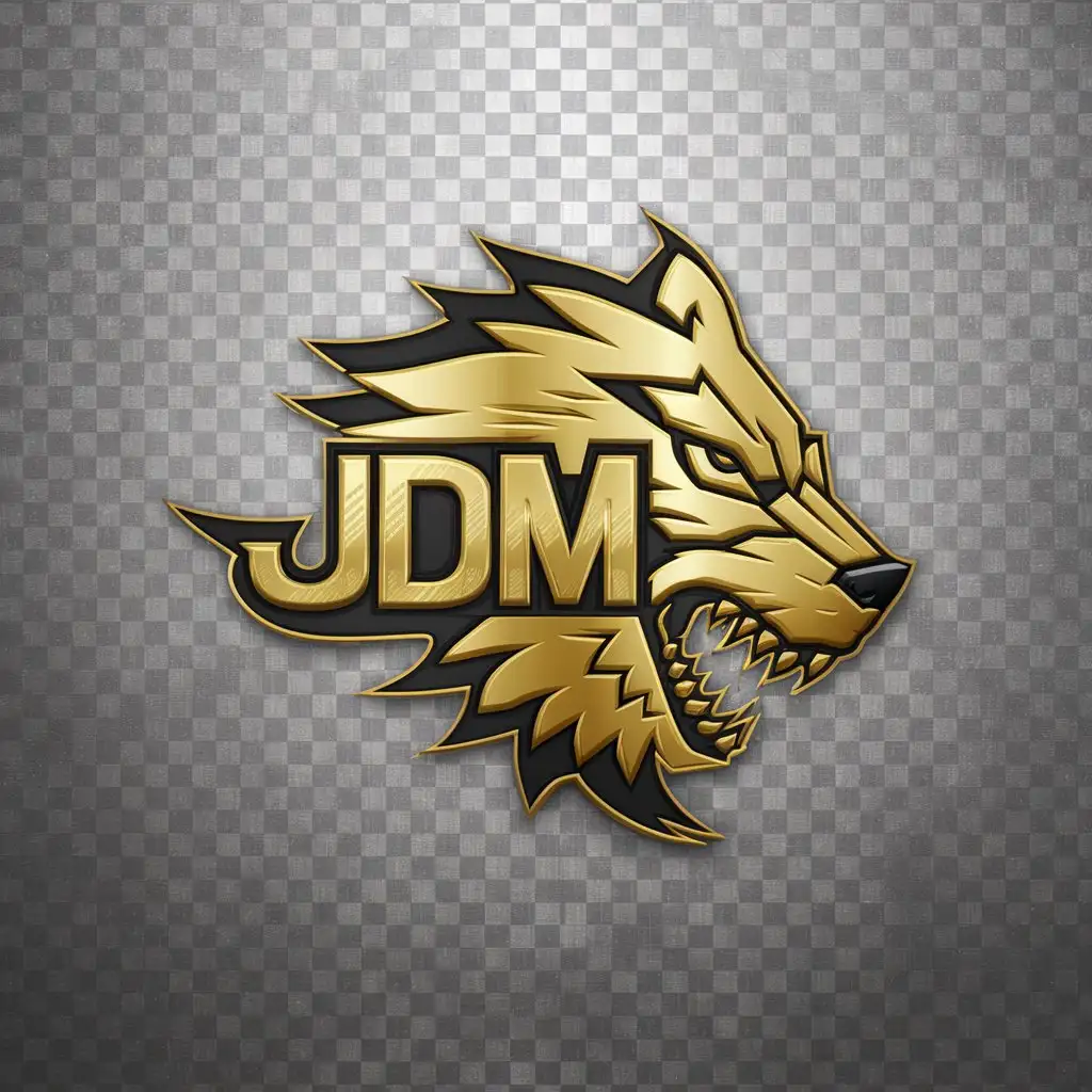 LOGO Design for JDM 3D Gold Ferocious Wolf Head Emblem