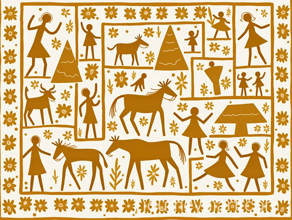 Warli-Art-Design-Depicting-Daily-Life-and-Nature-in-Earthy-Tones