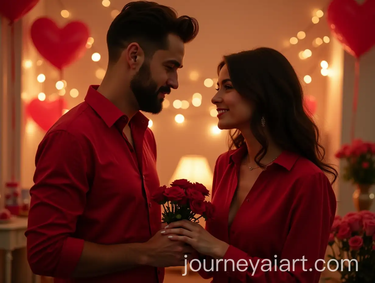 Stylish-Couple-Celebrating-Valentines-Day-in-Elegant-Romantic-Setting