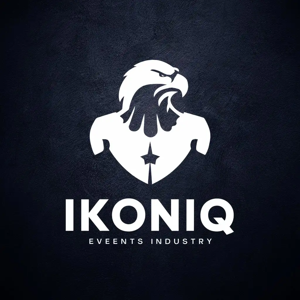 LOGO Design for IKONIQ Minimalistic White Vector Eagle Head and Chest