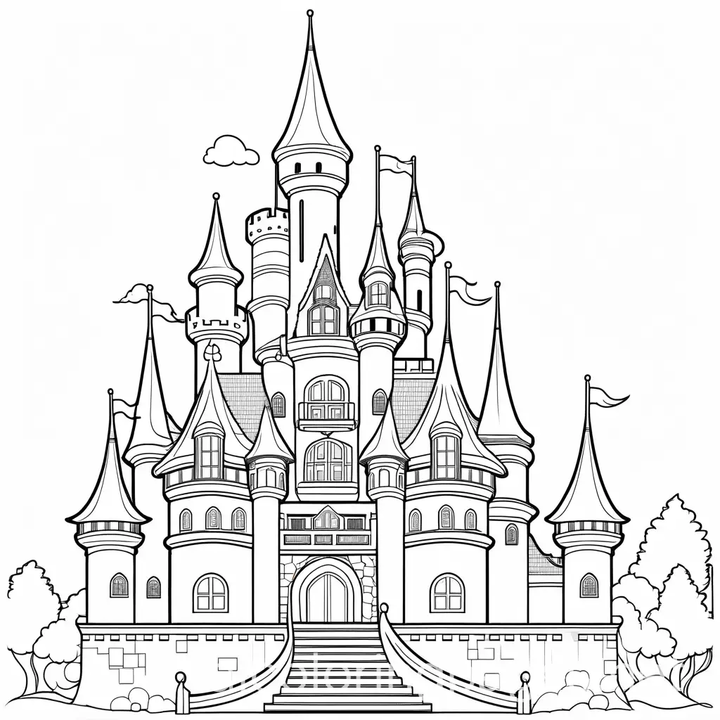 Princess-Waving-from-Grand-Castle-Balcony-Coloring-Page