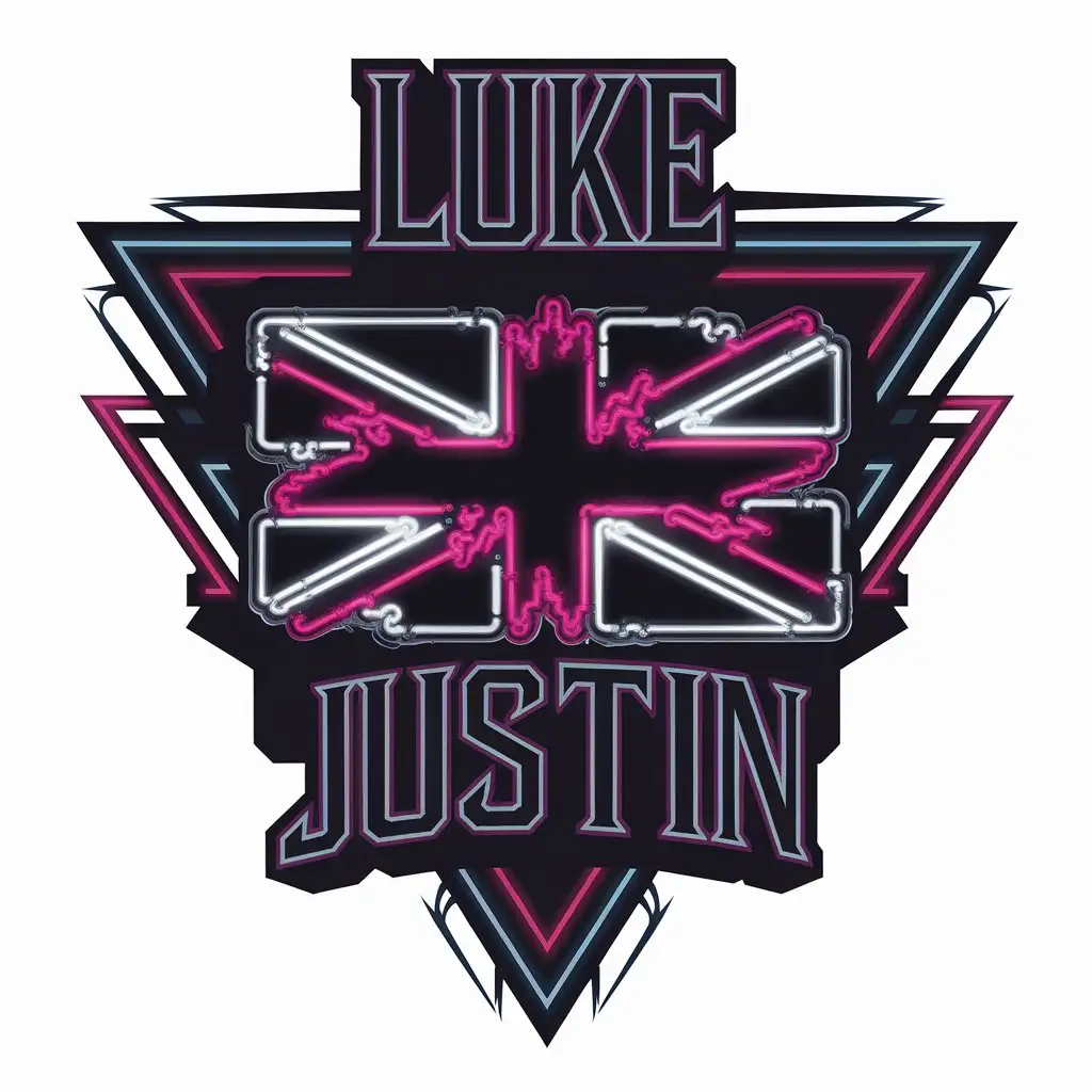 LOGO Design for Luke Justin Neon Gothic Nightmare UK Flag with Vector Style and Clear Background