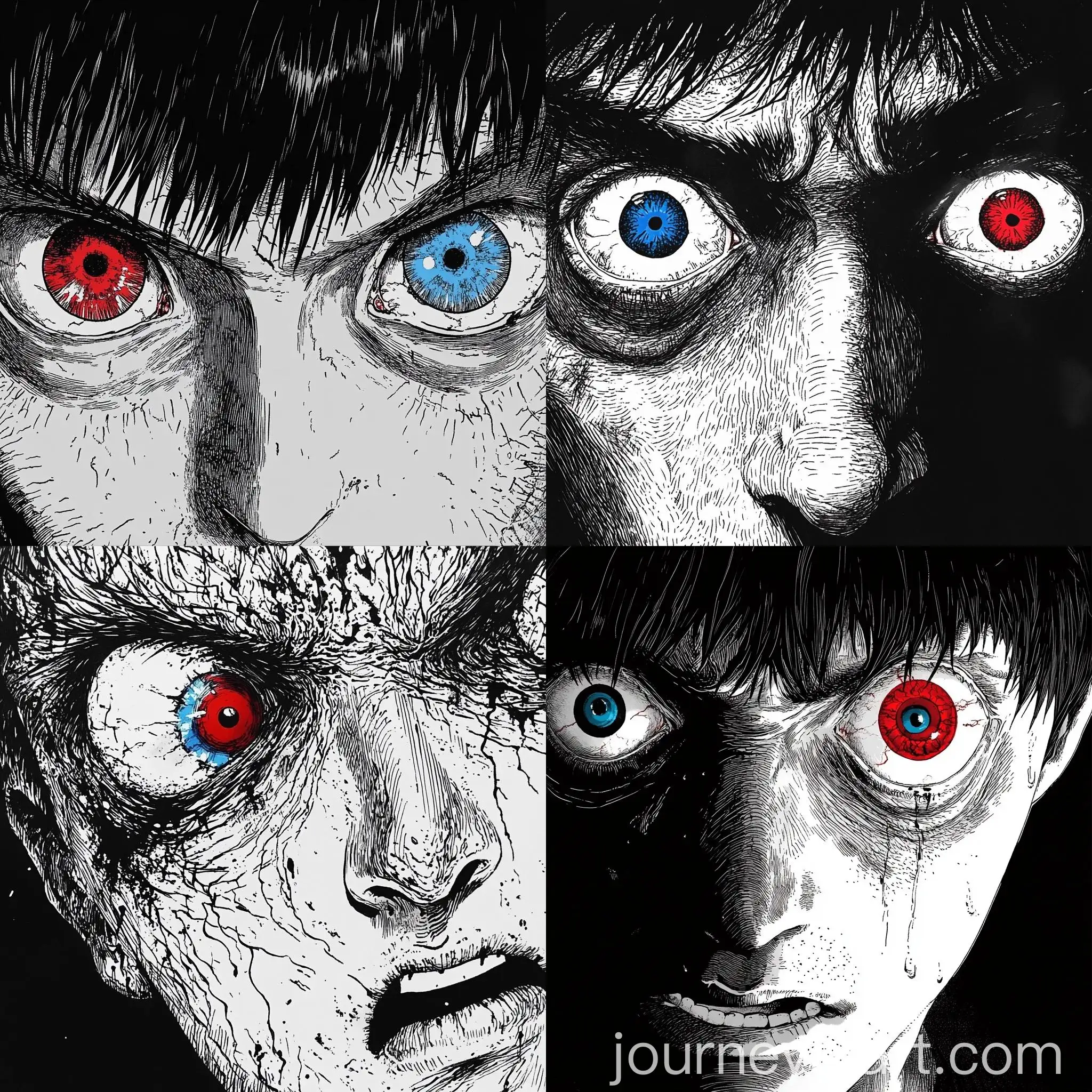 Eerie-MangaStyle-Portrait-Man-with-Red-and-Blue-Eyes