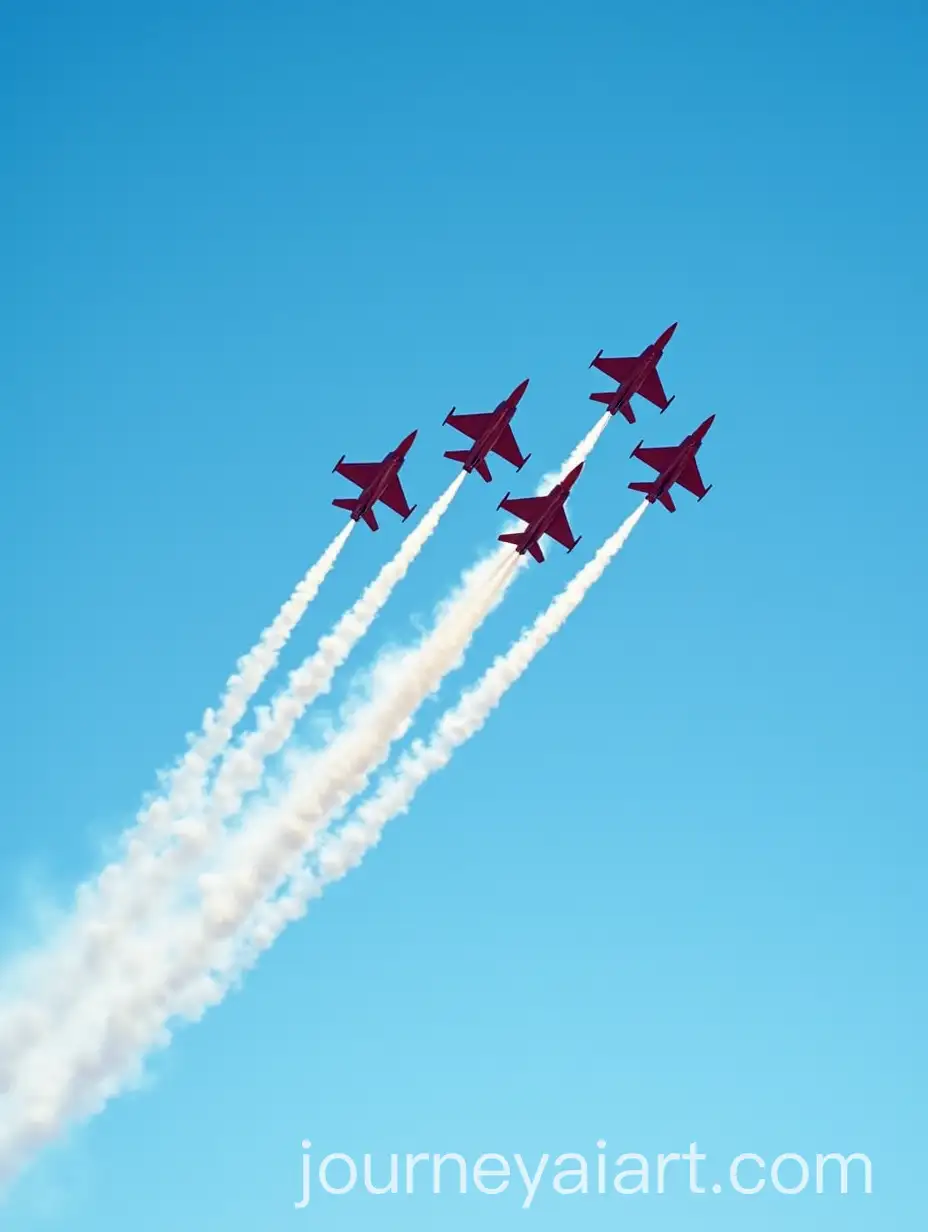Fighter-Jet-Shaped-Pies-Flying-Across-a-Clear-Blue-Sky