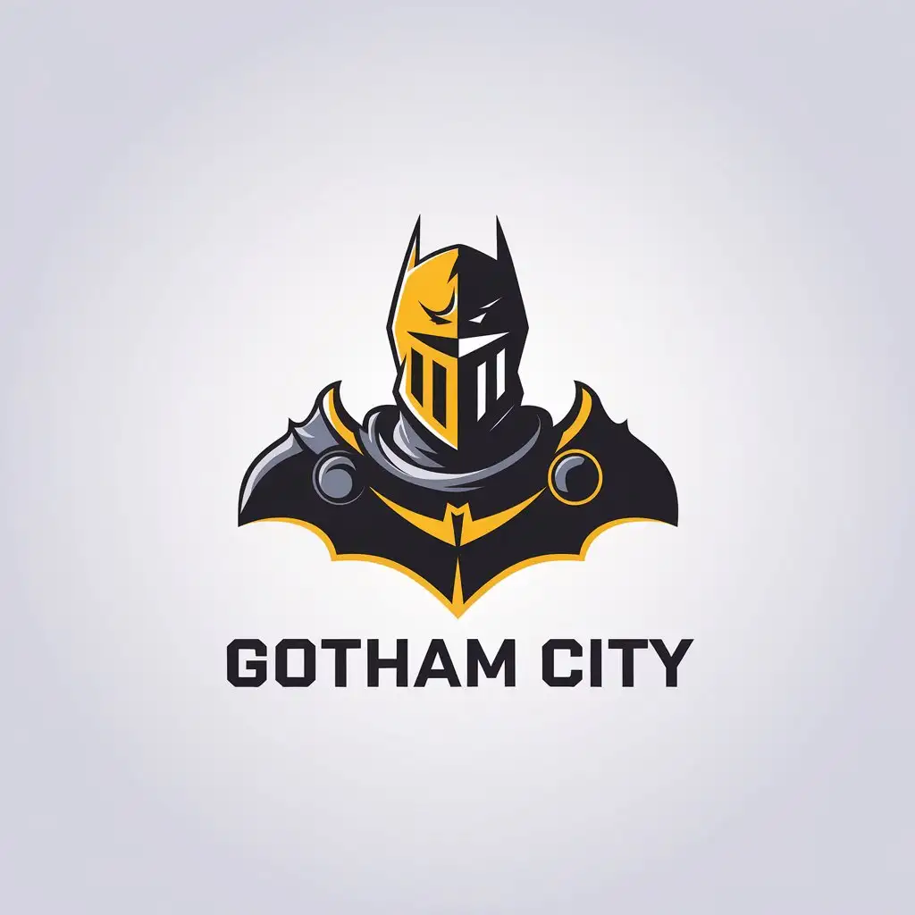 LOGO Design for Gotham City Black Yellow Knight Symbol in Minimalistic Style for Entertainment Industry