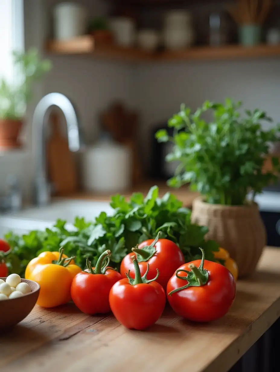 Vegetable  on a desk in the kitchen room