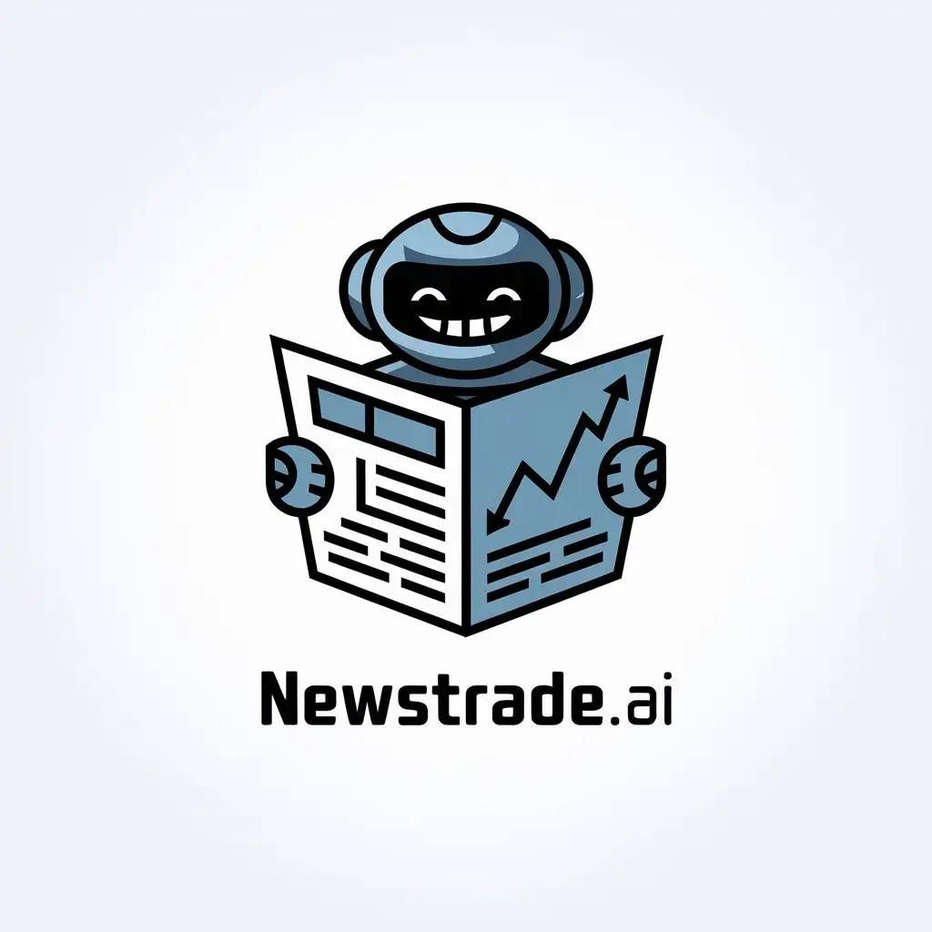 LOGO Design for newstradeai Smile Robot Newspaper and Kline Chart for Entertainment Industry