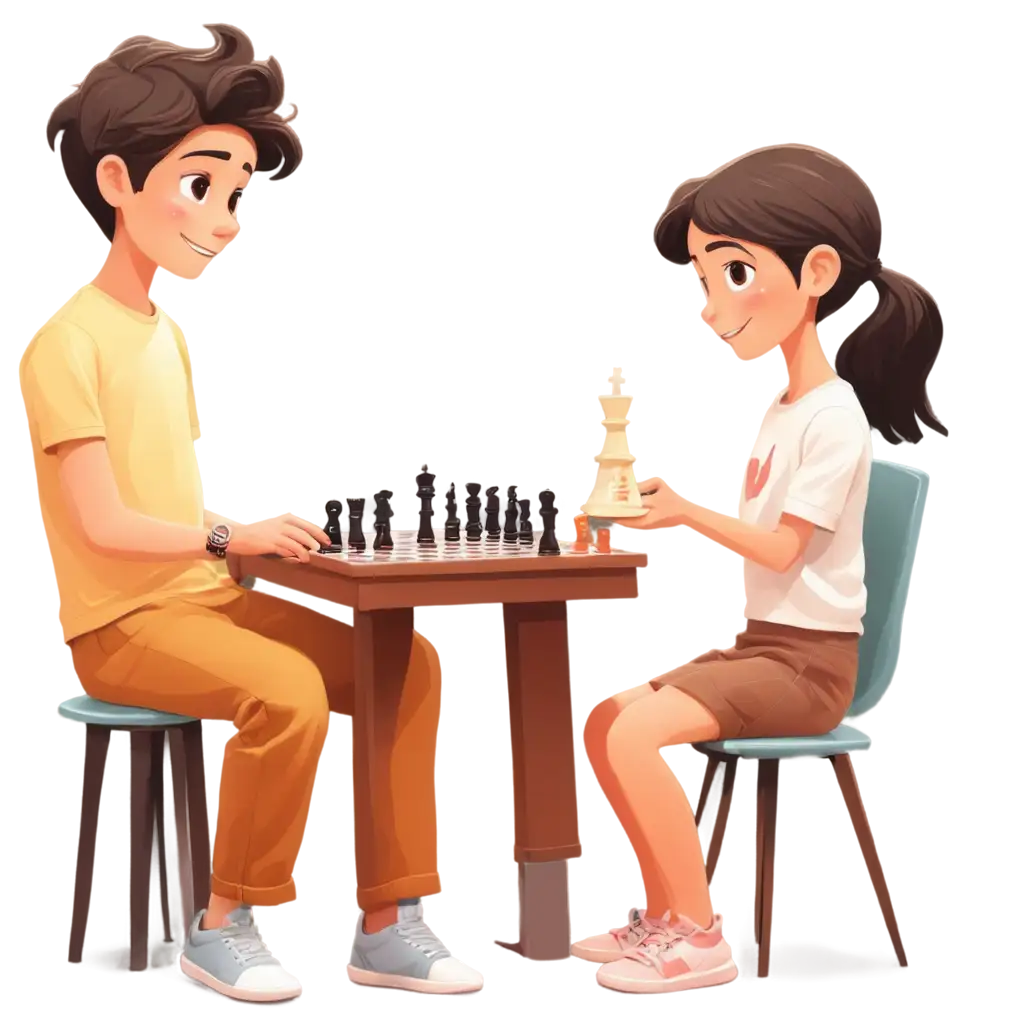 Cartoon-Style-PNG-Image-Boy-Playing-Chess-with-Friends