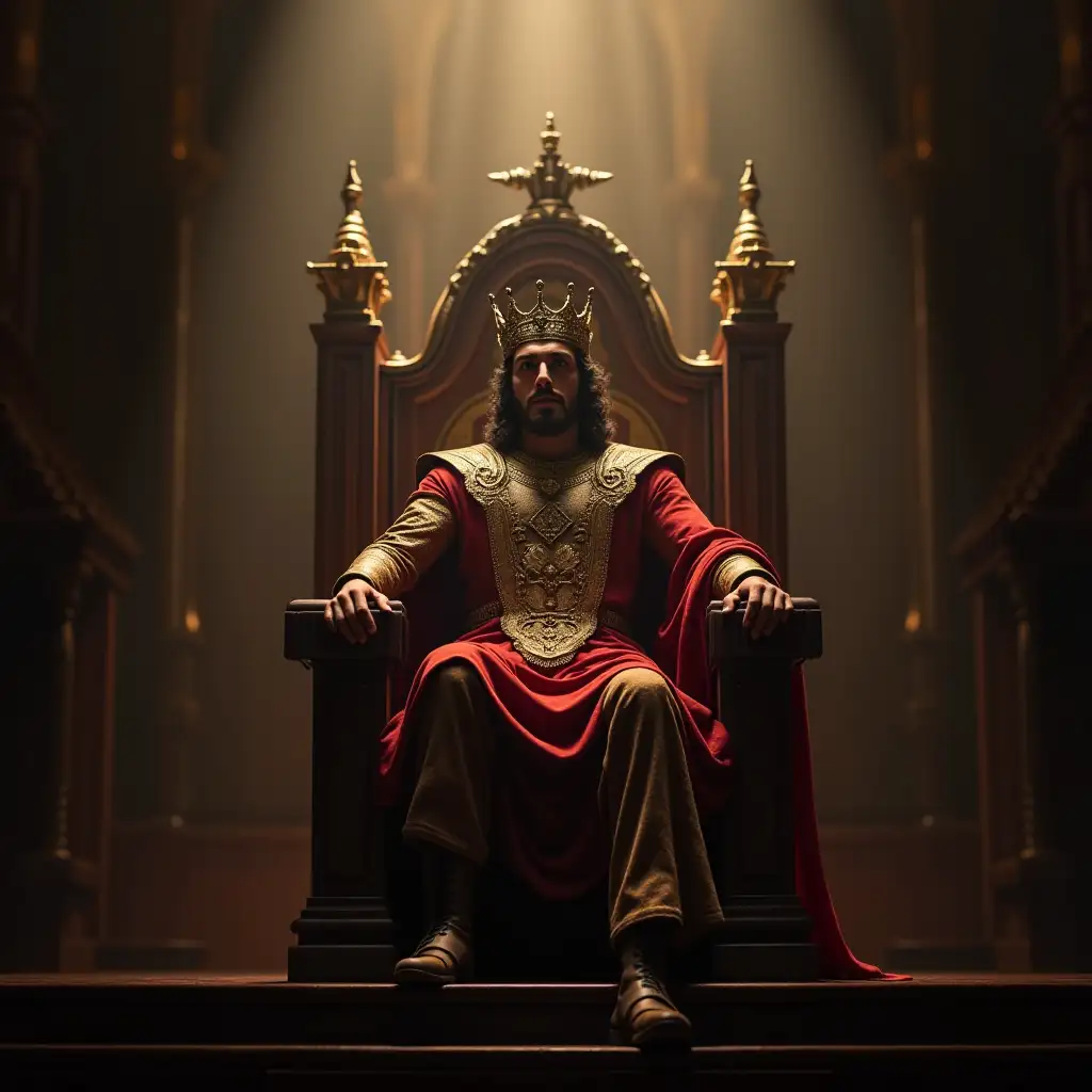 A king sitting on his judgement chair giving justice to the people