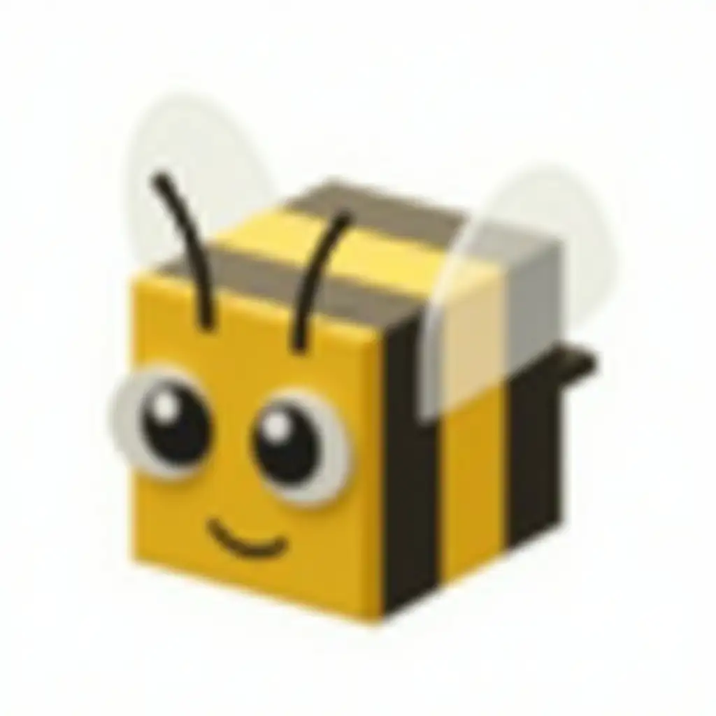 Cartoonish-Square-Bee-with-Minecraft-Visual-Style
