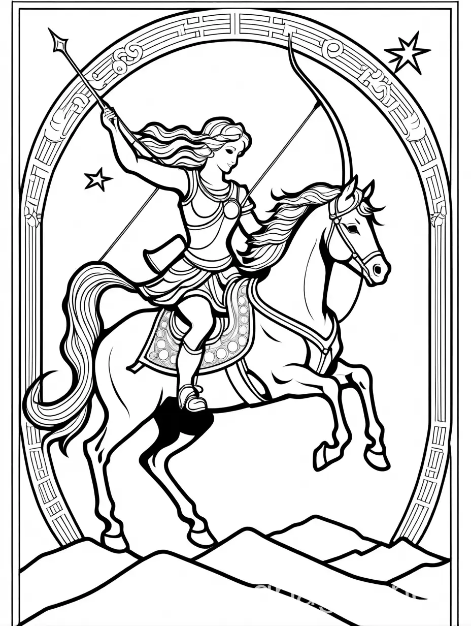 Sagittarius-Coloring-Page-with-Simple-Line-Art-on-White-Background