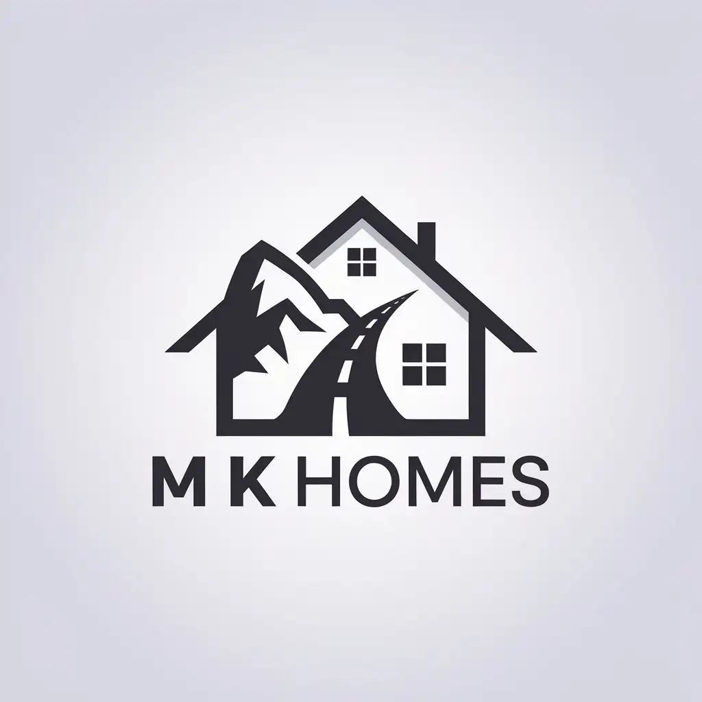 LOGO Design for M K Homes Minimalistic Vector Design with We Are One Symbol for Home Family Industry