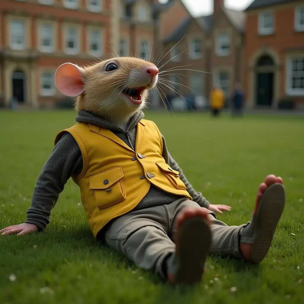 Humanoid-Rat-Figure-in-Joyful-Recline-on-English-Square-Grass