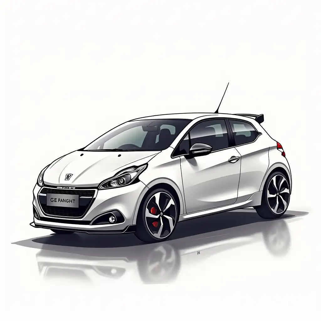 Dynamic-Peugeot-208-GTI-Sketch-with-Bold-Lines