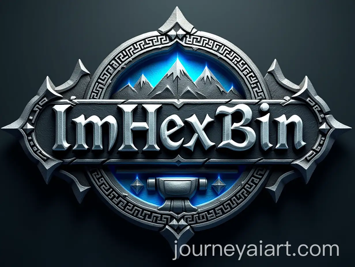 ImHexBin-Logo-in-Dwarven-Craftsmanship-Style-with-Glowing-Blue-and-Silver-Effects