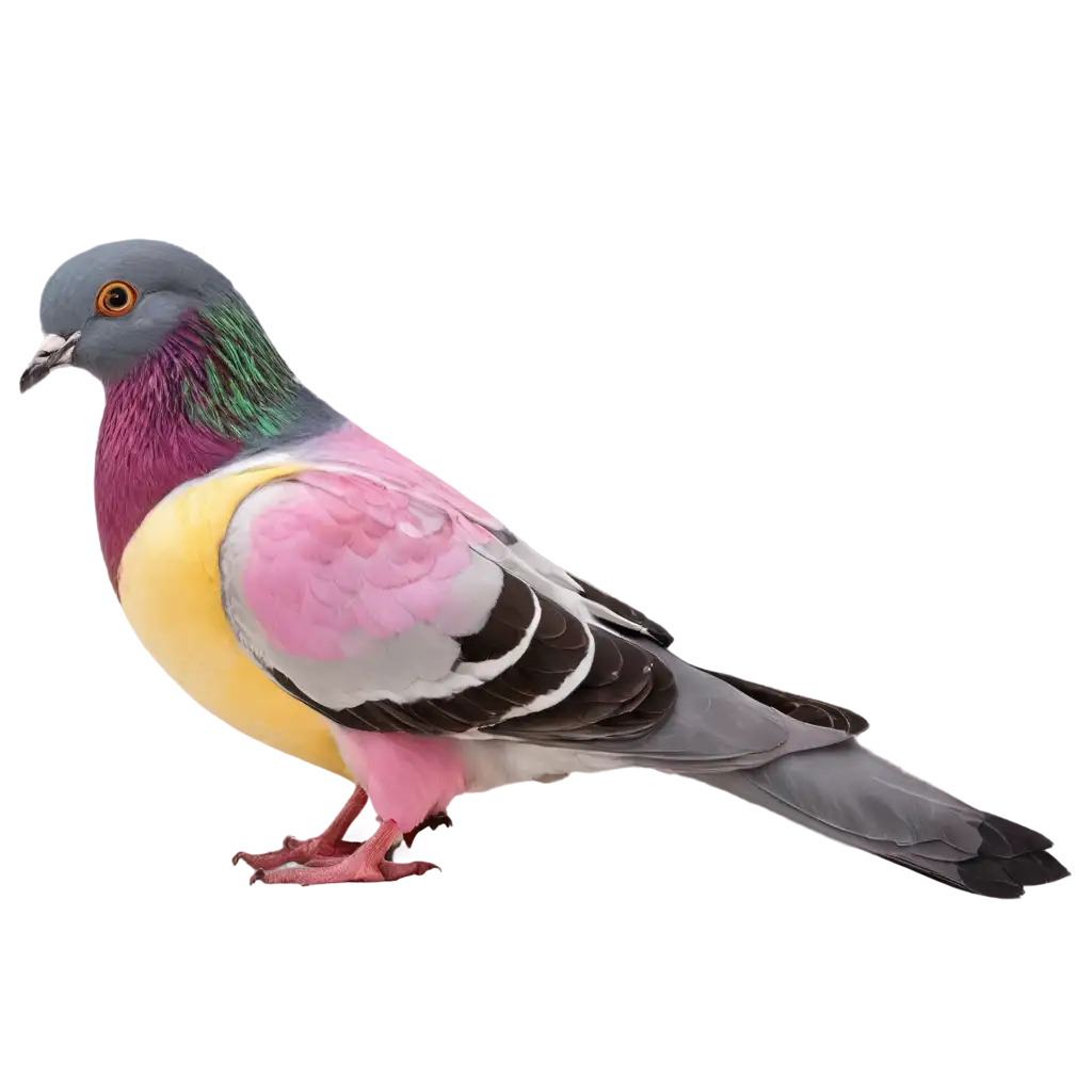 pigeon in pink and yellow color