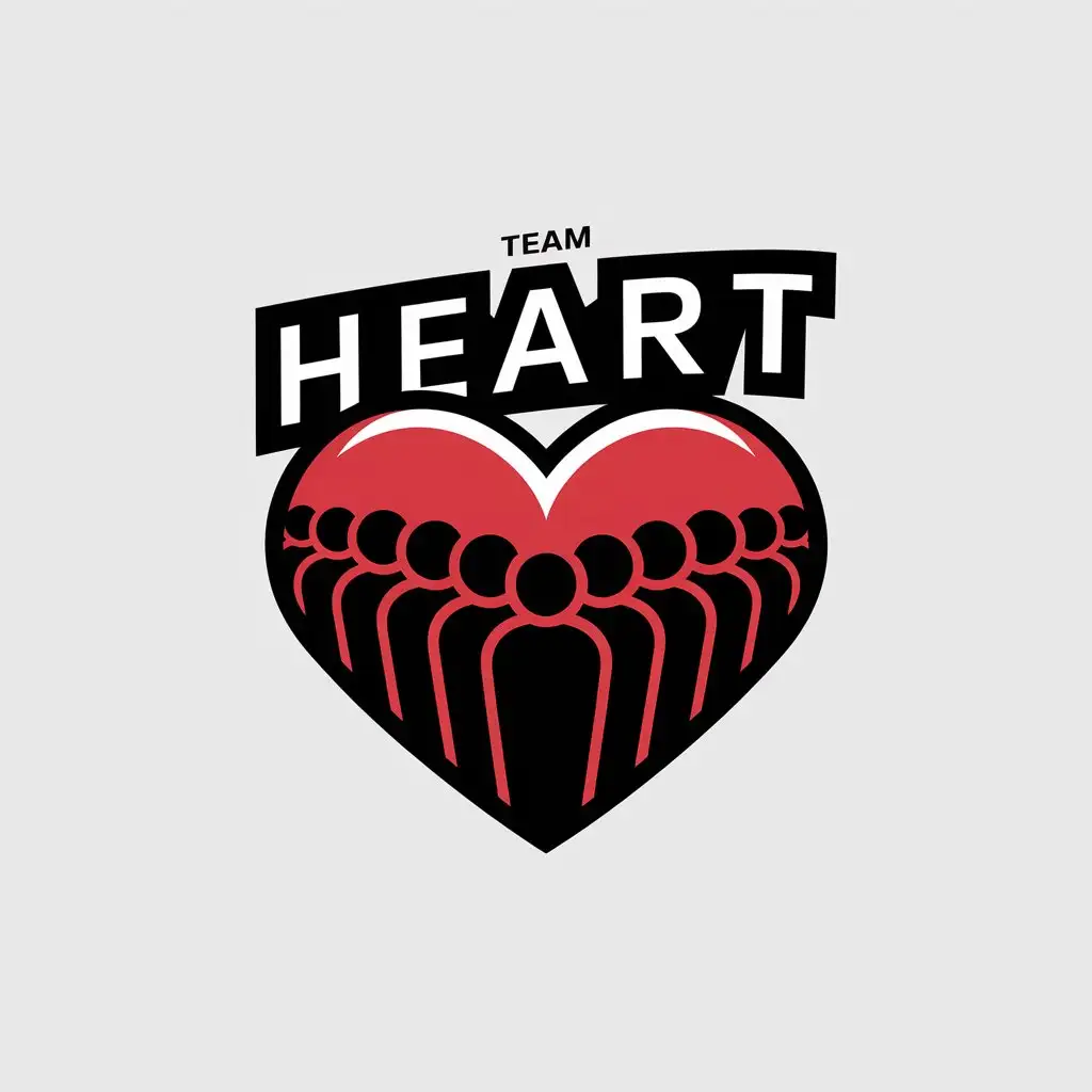 LOGO Design for Team Heart Unity of 11 Humans Inside Heart Symbol with Clear Background