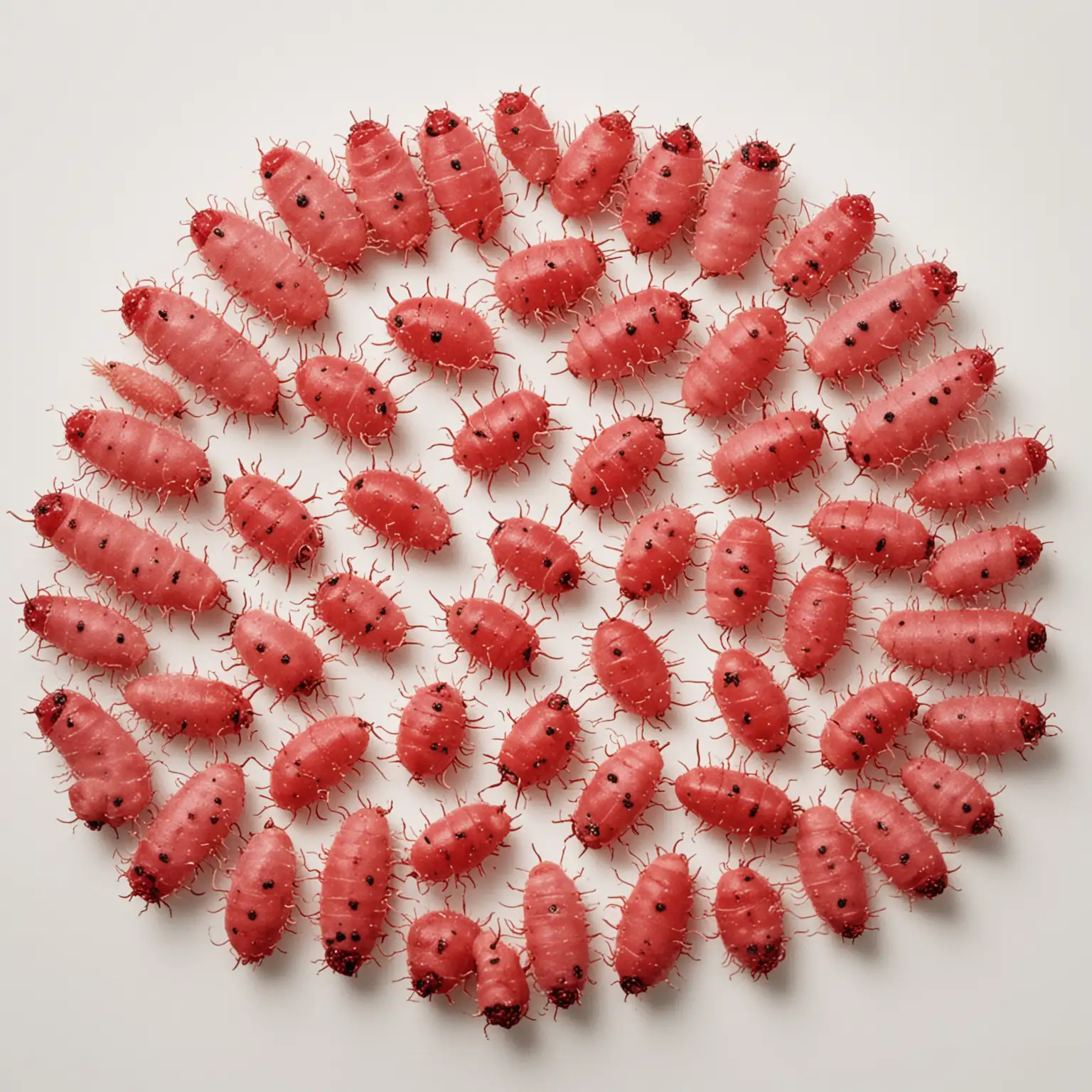 Top-View-of-Small-Red-Cochineal-Larvae-on-White-Background