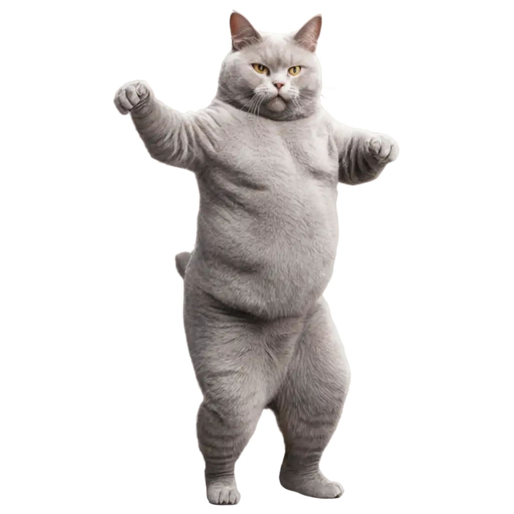 PNG-Image-of-a-Fat-Grey-Cat-Dancing-HipHop-HighQuality-and-Clear-Illustration