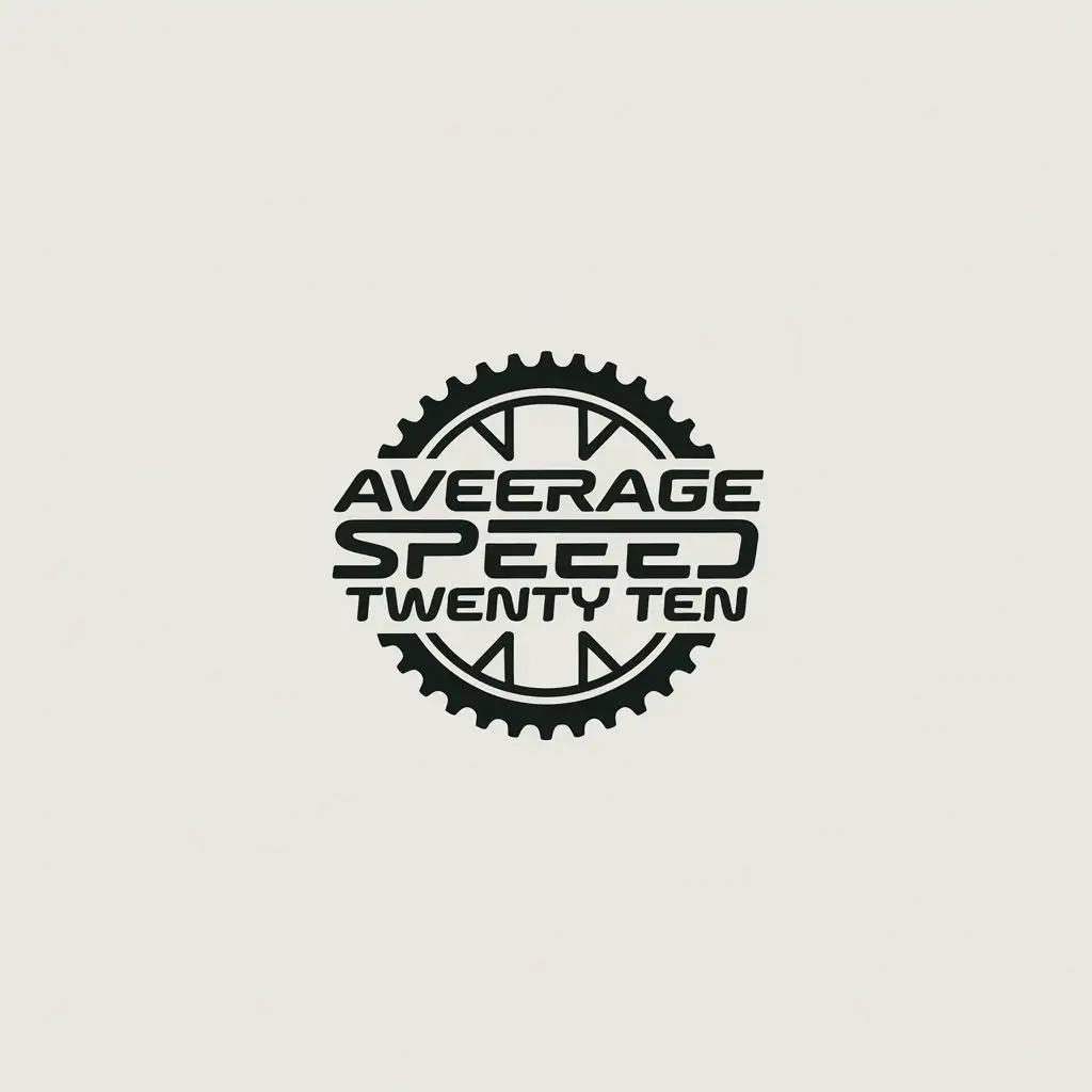 a vector logo design,with the text "average speed twenty ten", main symbol:bicycle gear,Minimalistic,clear background