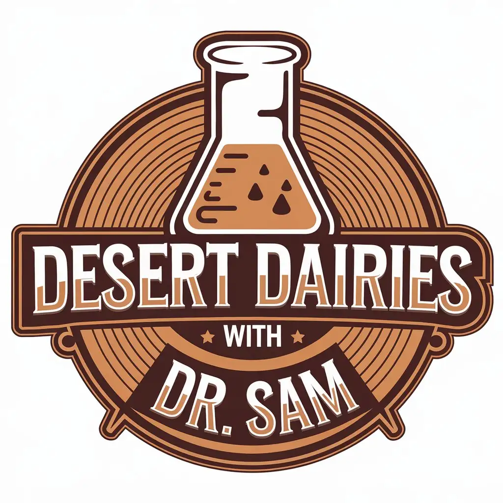 LOGO Design for Desert Dairies with Dr Sam Vector Beaker Symbol for Entertainment Industry