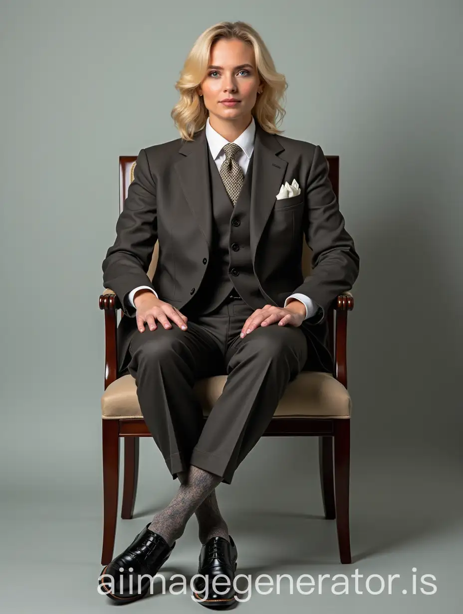 Blonde-Female-Movie-Actress-in-Mens-Wingtip-Shoes-and-ThreePiece-Suit