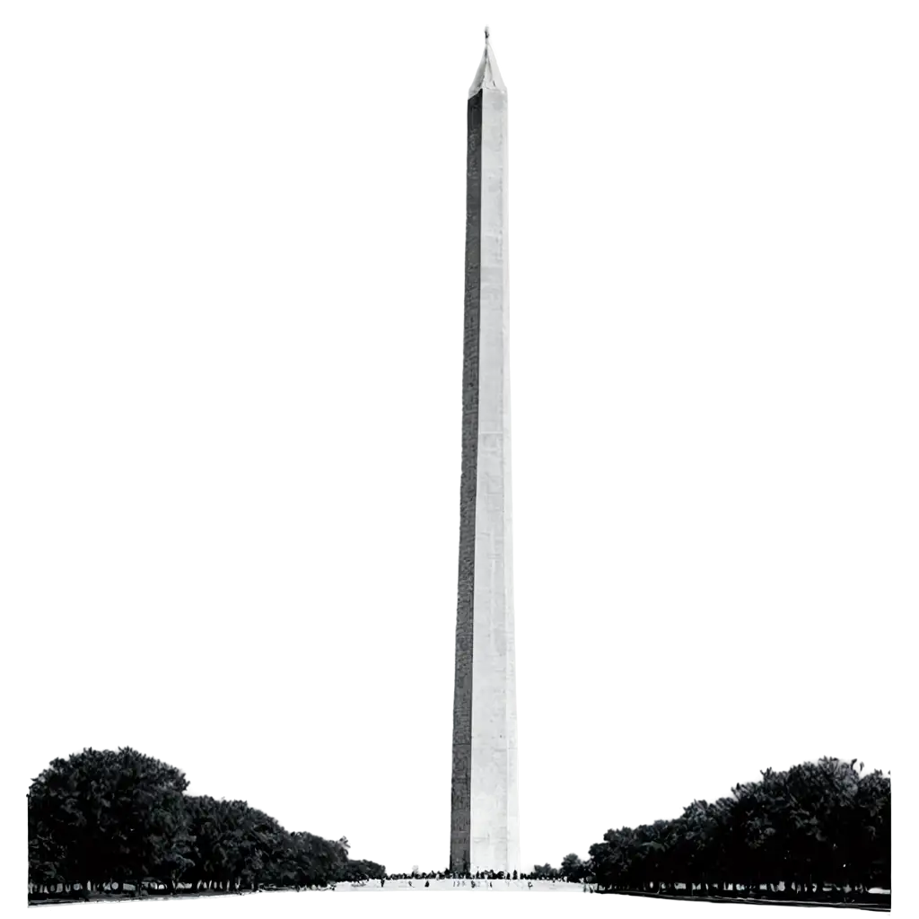 Washington Monument in black and white