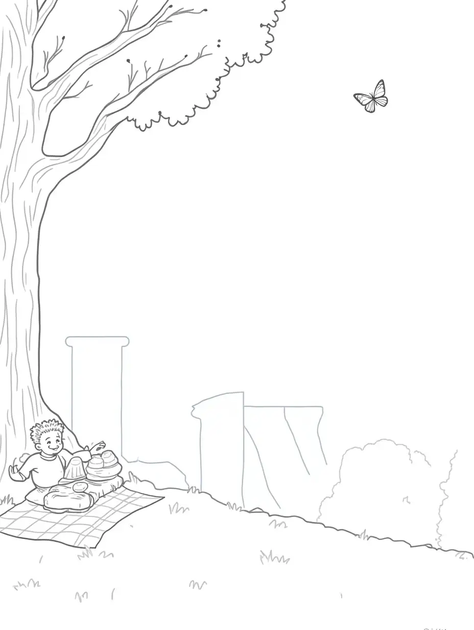 PicAI-Art-Prompt-Expansionnic-Under-a-Tree-with-Butterflies-and-Live-the-Moment-Phrase-Coloring-Page