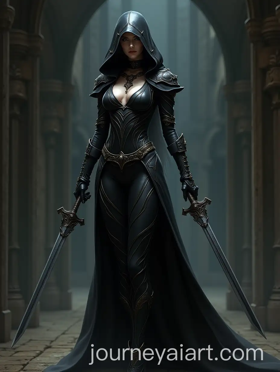 FullBody-Portrait-of-a-Beautiful-Imperial-Assassin-from-Warhammer-40000-in-Gothic-Combat-Suit