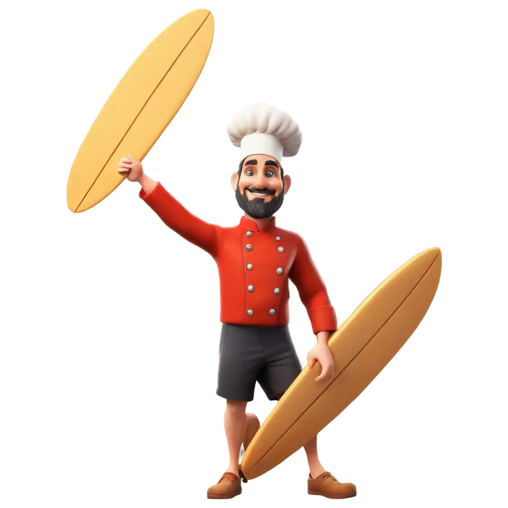 chef with captain surfing 3d