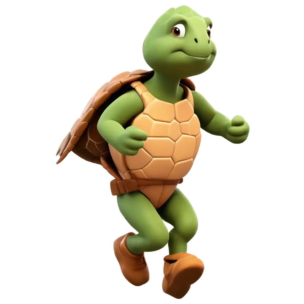 cartoon based turtle running a marathon and struggling